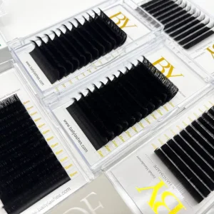 0.03 Lash 0.05 0.07 Easy Fanning Private Label Cashmere Lash Extension Tray Matte Dark Black Easy Fan Lash Supplier