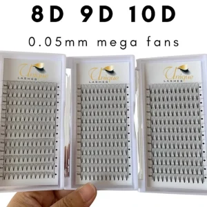 0.05 mm Short Stem Eyelash Make Your Own Brand Premade Fans 8D 9D 10D Mega Volume Lashes Fan Eyelash Extensions