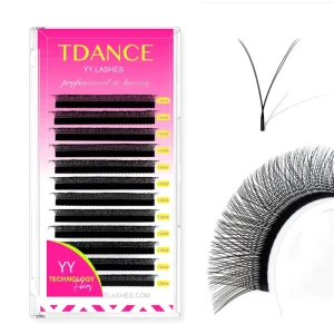 0.07C 0.07D Matte Black Yy Shape Eyelash Extension Natural Long D Curl Lashes Soft TDANCE YY Eyelashes Lashes