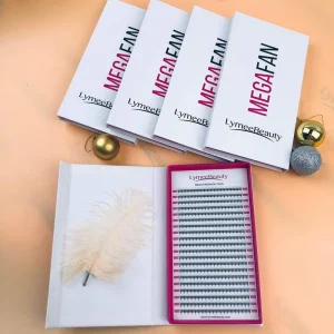 0.07mm Middle Stem Premade Fans Lashes False Eyelashes Korean PBT Fibers Pointy Thin Base 12 Rows Handmade Volume Lashes Samples