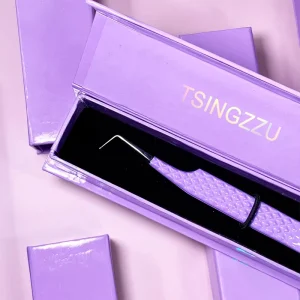 1 Pcs Eyelash Extension Tweezers With Fiber Tips Stainless Steel High Precision Tweezer for Volume Fans Makeup Tools