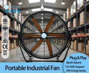 1.2M Industrial Mobile Big Fan with PMSM Motor and Aluminum Alloy Blades for Factory Cooling