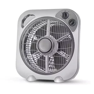 10 Inch 3 Speed Plastic Household Desk Box Cooling Electric Fan with 5 Blades and 120-Min Timer 25 CM