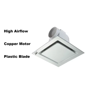 10 Inch 30W ABS Material High Airflow Square Exhaust Fan 35dB Ceiling Mounted Ventilation Fan for Bathroom Home Hotel Garage