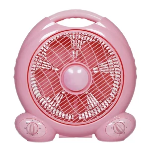 10 Inch Pink Copper Motor Table Fan 5 Plastic Spanish Leaves Mechanical Control Ventilation Tower Portable Low Noise 45 50dB for