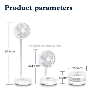 10 Inch Rechargeable Desktop Fan Remote Household Office Height Adjustment 7200mAh Foldable Storage Friendly for RV Use