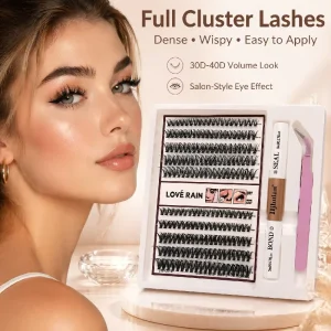10 Rows Large Capacity Dense Segment DIY Eyelash Kit Self Adhesive Cluster Lashes with Glue and Tweezers Natural Self Lash