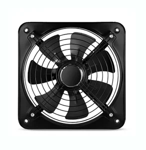 10 in Low Speed 220V Square Axial Flow Exhaust Fan Black 1400rpm With Single Mesh Cover for Ventilation Systems