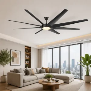 100 Inch 8 Blade Ceiling Fan Light APP Remote Control 90W 3 Color LED Timer 36dB Silent 5 Year Warranty for Large Room Home