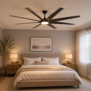100 Inch Large Industrial Ceiling Fan Light 8 Blade DC Motor APP Remote Control 90W 3 Color LED 36dB for Living Room Hall