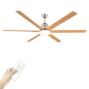 100 Inch Modern Industrial Ceiling Fan with LED Light 6 Blades 6 Speed DC Motor Remote Control Silent