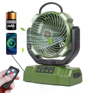 10000mAH Portable Table Fans Rechargeable Battery Powered with LED Light Hook for Indoor Tent Outdoor Camping Travel