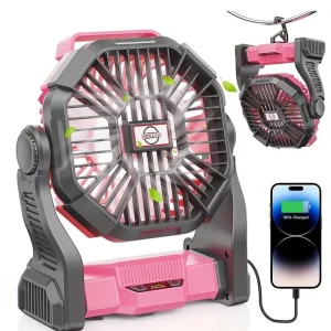 10000mAh Solar DC Motor ABS Portable Outdoor Rechargeable Camping Fan LED Light Hanging Tent Fan Desktop