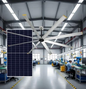 10FT Industrial HVLS Fan Solar Powered Large Ceiling Fan PMSM Motor for Warehouse Factory Workshop Gym Sports Hall Cooling