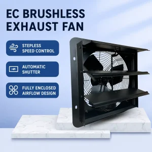 10Inch 12 Inch 14 Inch EC Motor OEM ODM Free Speed EC Motor Square Exhaust Shutter Fans