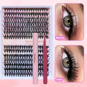 10P Premade Volume Fans Eyelash Extensions with Large Tray Natural Long Stem and Pointed Base for Fans Lashes Application