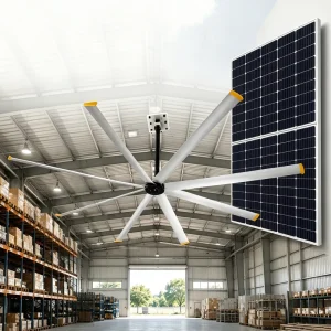 10ft Solar Hybrid HVLS Ceiling Fan No Electricity Cost for Warehouse Farm & Factory