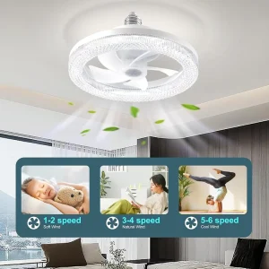 11.8 Inch Best Bedroom Fancy Modern Dc Ceiling Fan with Lights Light Chandeliers and Remote Home Leaf