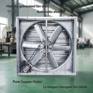 1120x1120x350mm Galvanized Steel Wall Mounted Axial Hammer Exhaust Fan 220-415V Electric