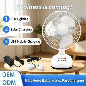 12 14 16 Inch 10W Solar Stand Fan Anti-flame Retardant UV-Resistant ABS Material Rechargeable USB Outdoor Camping Model