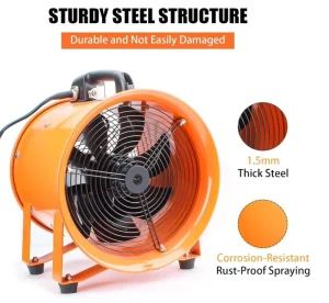 12 16 20inch Portable Axial Flow Exhaust Fan Utility Blower Industrial Suction Exhaust Smoke Dust Removal Flexible Duct Electric