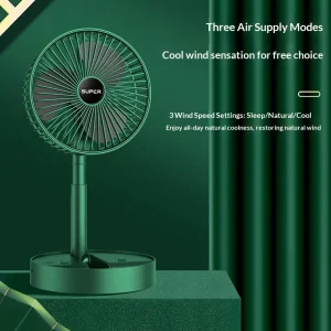 12″ Battery Operated Small Electric Fan 3 Speed Quiet Table Desk Fan Portable Foldable 180° Oscillating Small Standing Fan