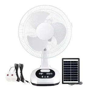12 INCH 9 Speeds 6V Electric Charging AC/DC Solar Desk Fan With LED Light Rechargeable Table Fan