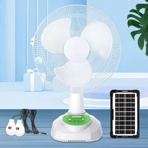 12 Inch 20W Solar Rechargeable Fan With LED Light AC DC Portable Electric Fan for Home Outdoor Camping