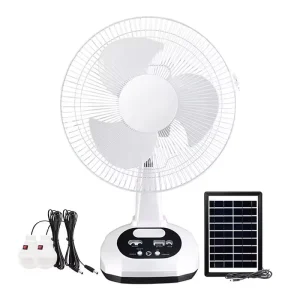 12 Inch AC DC Solar Table Fan Portable Fan Rechargeable Solar Fan With Solar Panel