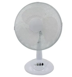 12 Inch Air Cooling Plastic Table Fan with Mechanical Control Low Noise Hotel Use