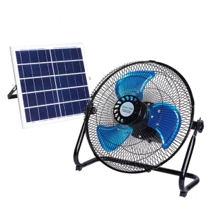 12 Inch Aluminum Leaf Solar Fan 25W Solar Fan With Solar Panel Rechargeable Fan With Indoor Outdoor