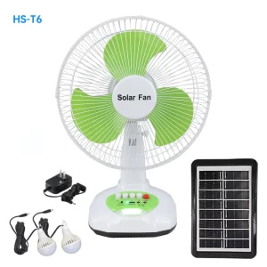 12 Inch DC Rechargeable Solar Desk Fan with Bulb Mobile Phone Charger Energy Efficient Solar Energy Product