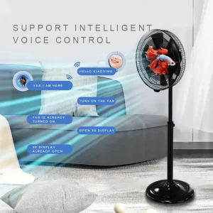 12 Inch Electric Pedestal Advertising Fan Standing Tower with 3D Holographic Projection 9 Meter Long Range Blowing AC Motor