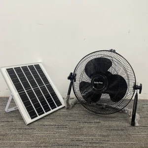 12 Inch Portable Rechargeable 15W Black Floor Solar Standing Fan with Removable Solar Panel System for Home Use