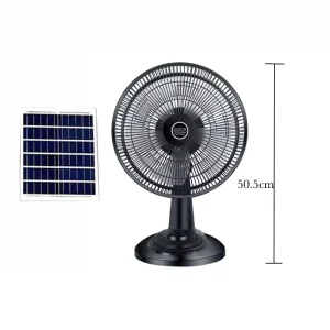 12 Inch Portable Solar Powered Fan with Solar Panel Rechargeable Energy for Outdoor Use Tabletop Fan