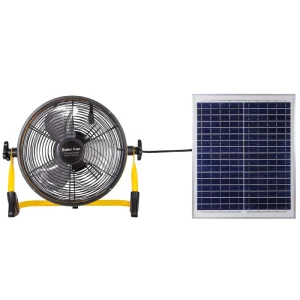 12 Inch Portable Solar Rechargeable Electric Fan High Speed LED Light Mechanical Control Outdoor Emergency USB Mobile Charger