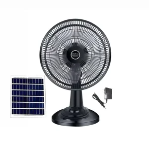 12 Inch Rechargeable Fan With Solar Panel Powered Portable Table Fan Multi Gears Solar Fan