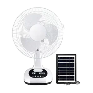 12 Inch Rechargeable Lithium Battery Solar Table Fan with 9V3W Solar Power and USB 5V Output