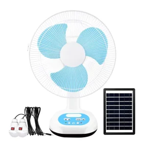 12 Inch Rechargeable Solar Table Fan AC DC Multifunction LED Fan With Solar Charger