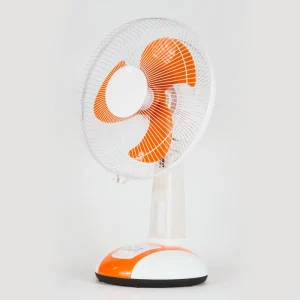 12 Inch Rechargeable Table Fan with Light Three Speed Wind Speed Portable Fan AC DC Operated Electric Fan with Battery for Desk