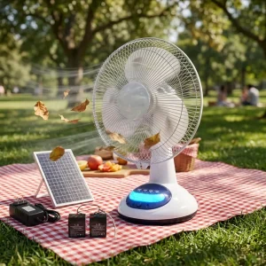 12 Inch Solar Table Fan Rechargeable 3 Speed Digital Plastic Household Air Cooling Ventiladores for Outdoor Use Good