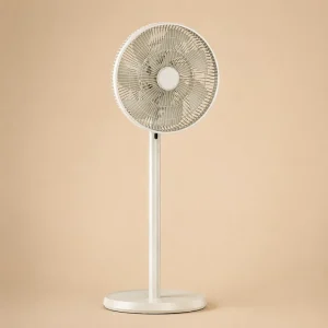 12 Inch Table Fan with Remote Control Brushless BLDC Motor Quiet Operation Adjustable Height Wood Grain Pole