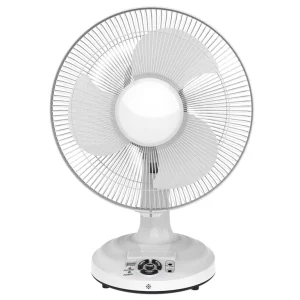12 Inch Wall Fan AC DC 3-Speed Table Fan Solar Rechargeable Portable Table Fan With LED Light