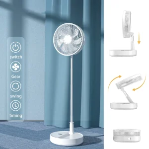 12 Inches Wireless Foldable Rotating Fan with Remote Control Air Cooler for Home Floor Standing Rechargeable Foldable Fan