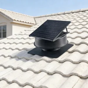 12” Solar Roof Exhaust Fan with Ball Bearing and Aluminum Alloy Blades for Residential Warehouse Greenhouse Poultry Use
