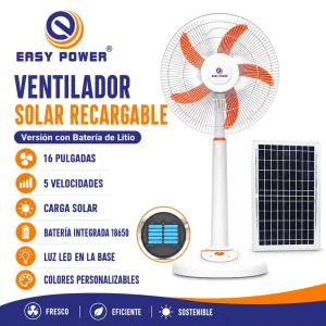12000mah Ventilador Solar Recargable De Pie De 16 Pulgadas Con Bateria De Litio 18650 Y 5 Velocidades