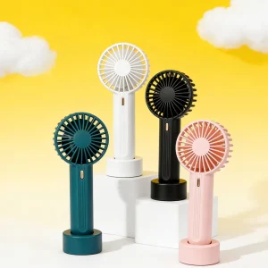 1200mAh USB Rechargeable 3 Speed Portable Wearable Handheld Fan with Table Base for Household Hotel Use