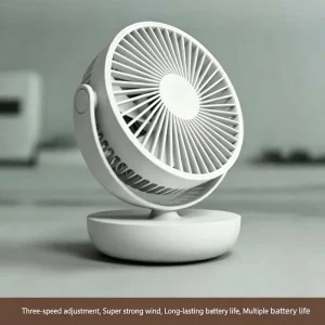 1200mAh Wall Mounted Fan with Light 3 Speeds 360° Rotation Rechargeable Desktop Fan for Home Office Custom Table Fan