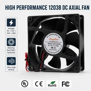 12038 Dc Axial Cooling Fan 4inc 120x120x38mm 12V 24V 48V Ball Bearing High Speed Fan for Cabinet Pc Chassis Ventilation Exhaust