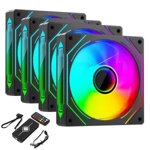 120mm ARGB PWM 4 Pack PC Case Cooling Fan 5V 3Pin Addressable RGB Computer Chassis Fan OEM ODM Factory